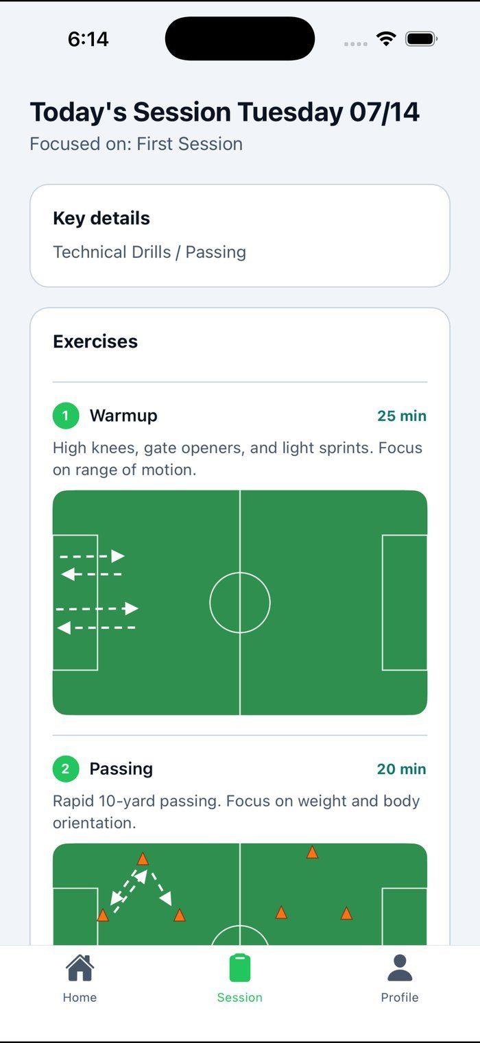 Visual session diagram on a player's phone